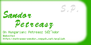 sandor petreasz business card